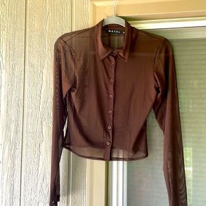 Motel Rocks Sheer Brown Shirt. Size M.